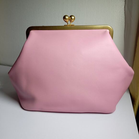 COACH Pink Large Kisslock Frame Bag CBR51 Rose Glovetanned Leather NWT - Picture 3 of 5